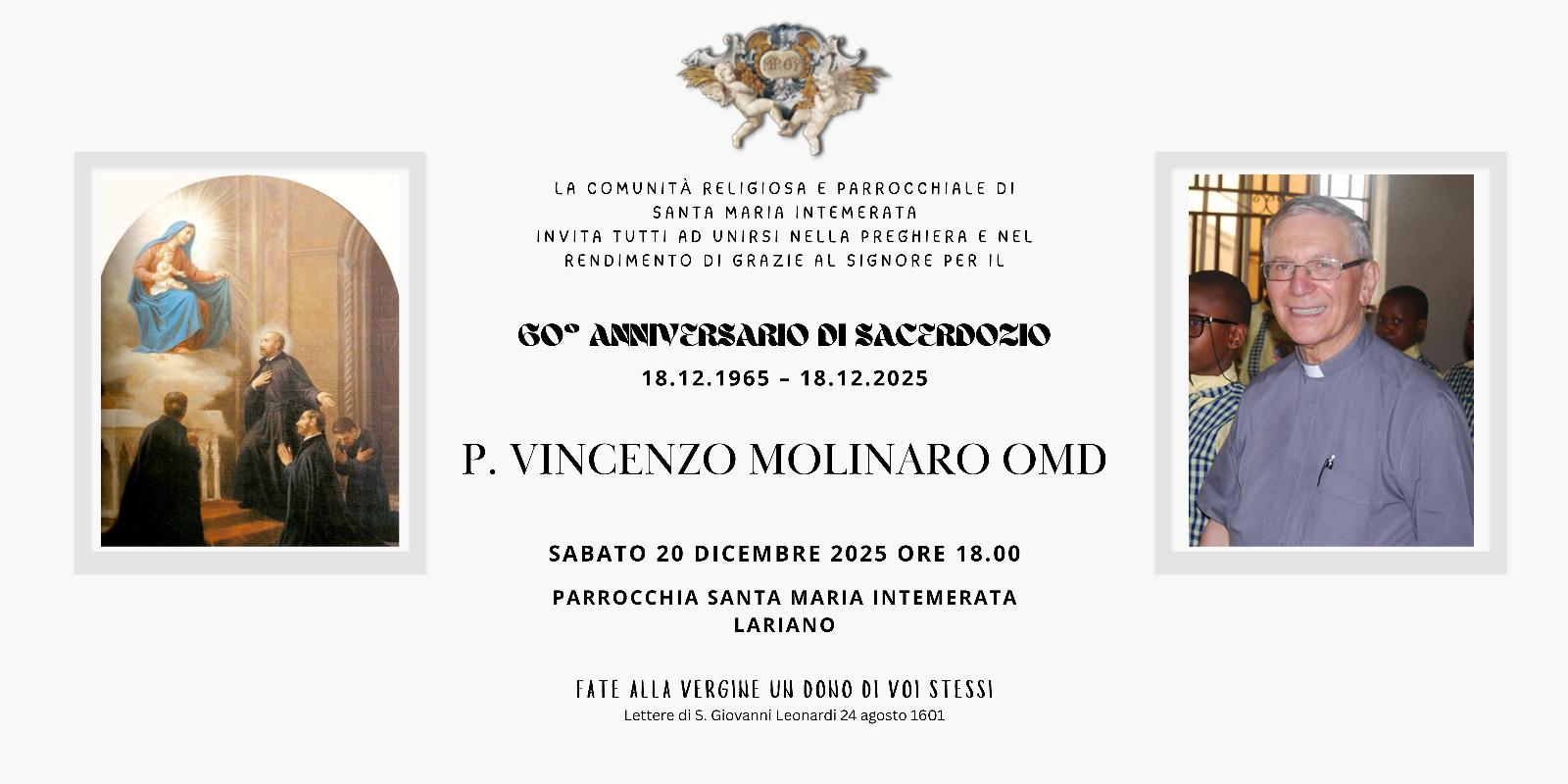 60esimo anniversario di sacerdozio di p. Vincenzo Molinaro
